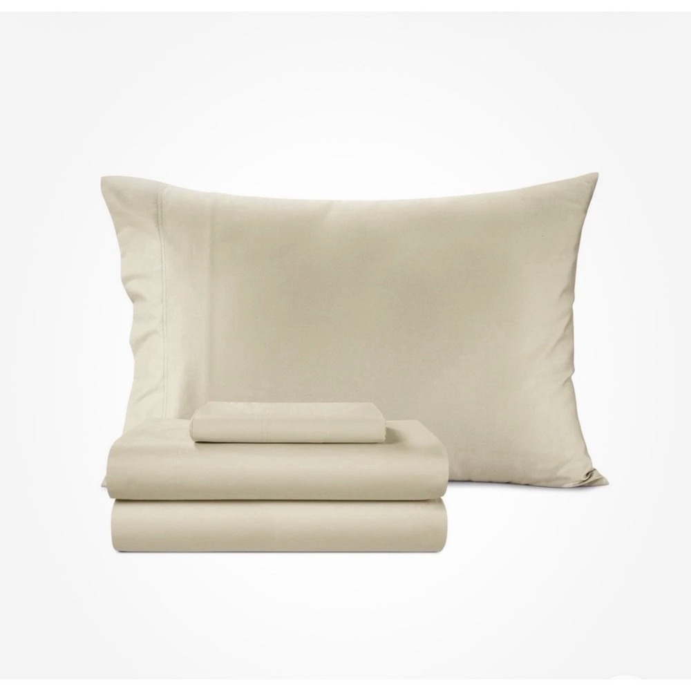SleepRX 300 Thread Count 4 Piece Cotton Bamboo Sheet Set King Oatmeal/Tan NWT
